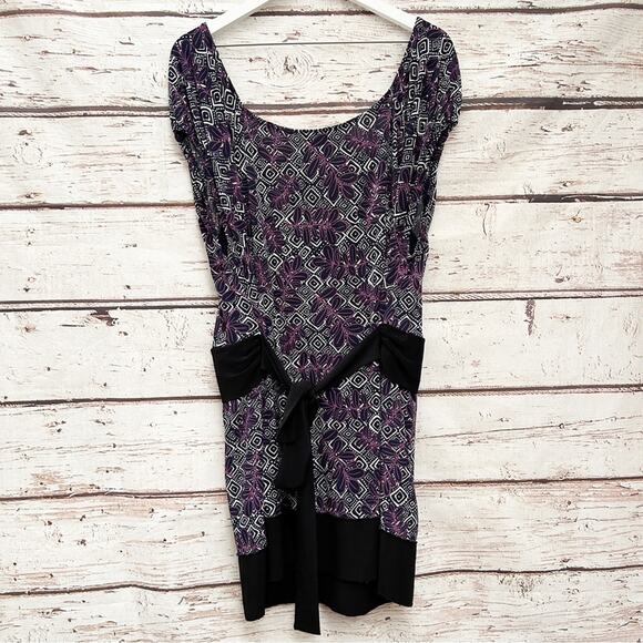 LANE BRYANT Black and Purple Tie Blouse Sz 18 20 - Picture 4 of 6